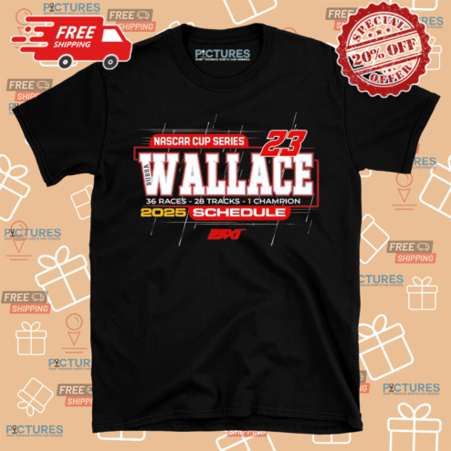 Bubba Wallace 23XI Racing Checkered Flag Sports 2025 NASCAR Cup Series Schedule Shirt