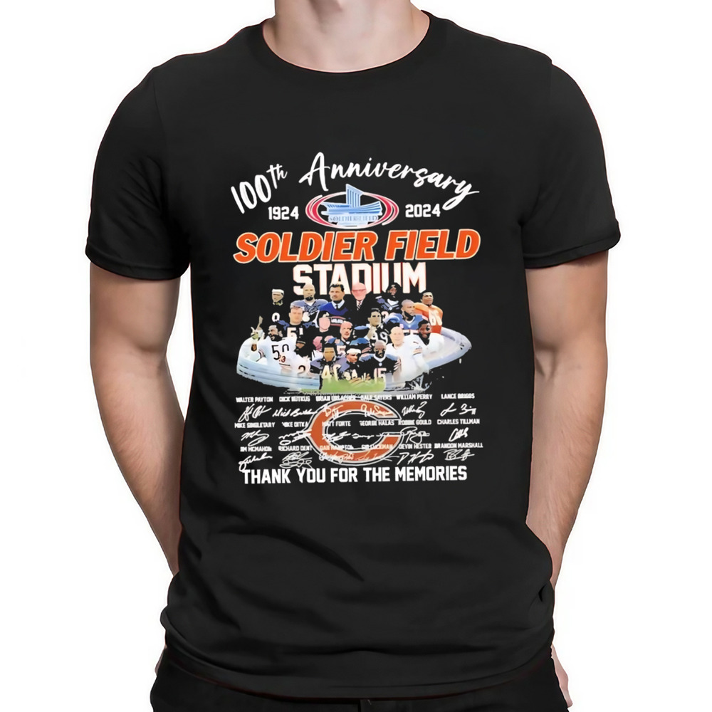 Chicago Bears 100th Anniversary Of Soldier Field Stadium 1924-2024 Signatures Shirt