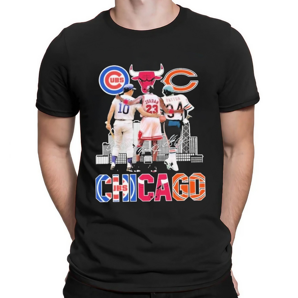 Chicago Cubs Ron Santo Chicago Bulls Michael Jordan Chicago Bears Walter Payton Shirt