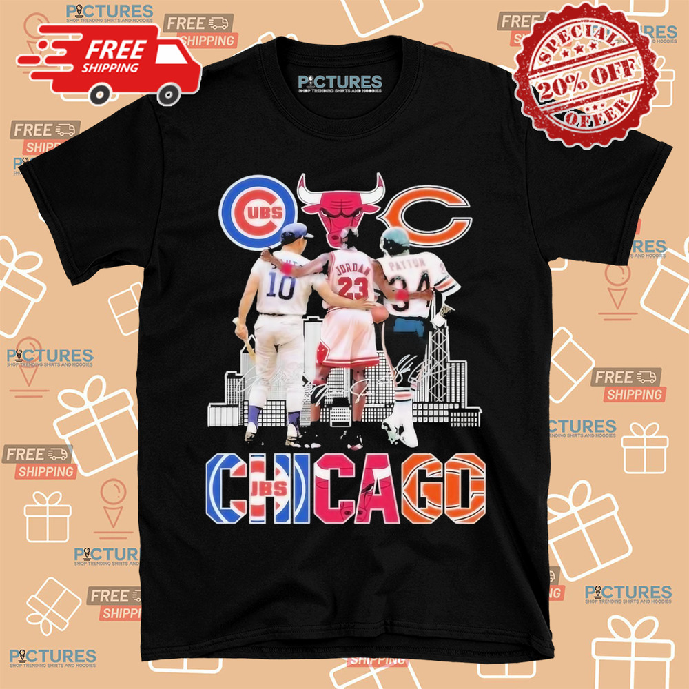 Chicago Cubs Ron Santo Chicago Bulls Michael Jordan Chicago Bears Walter Payton Shirt
