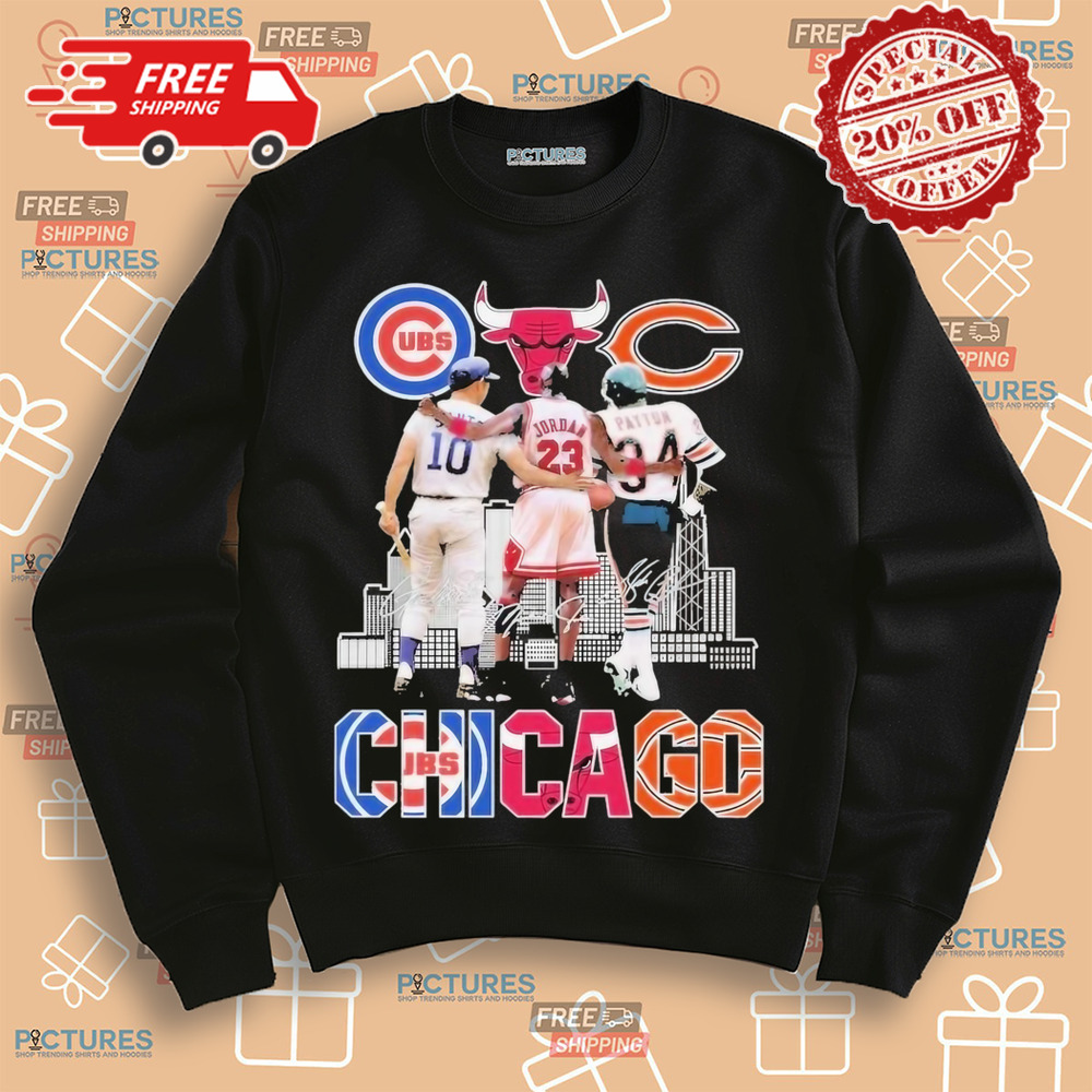 Chicago Cubs Ron Santo Chicago Bulls Michael Jordan Chicago Bears Walter Payton Shirt