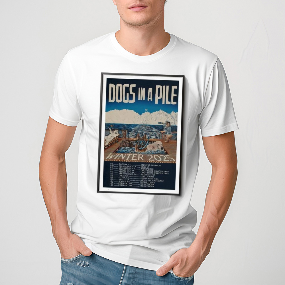 Dogs in a pile winter tour 2025 poster shirt