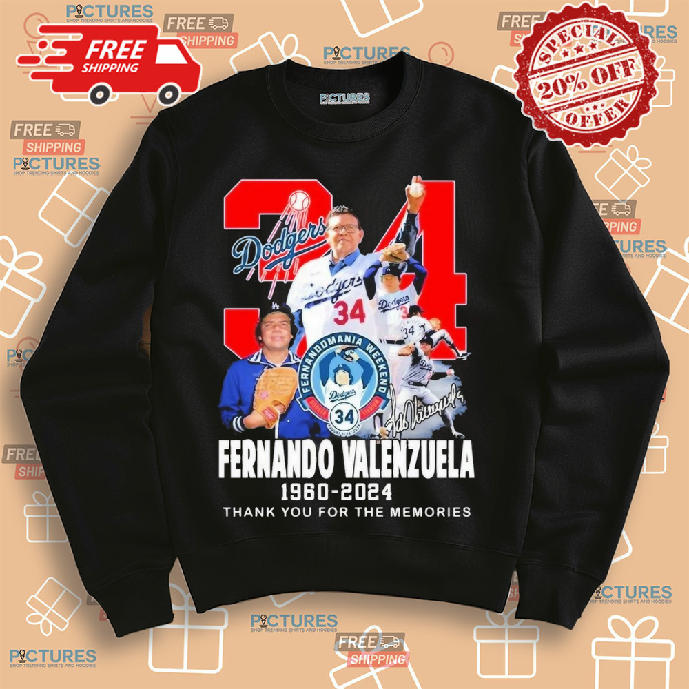 Fernando Valenzuela 34 1960-2024 Thank You For The Memories Shirt