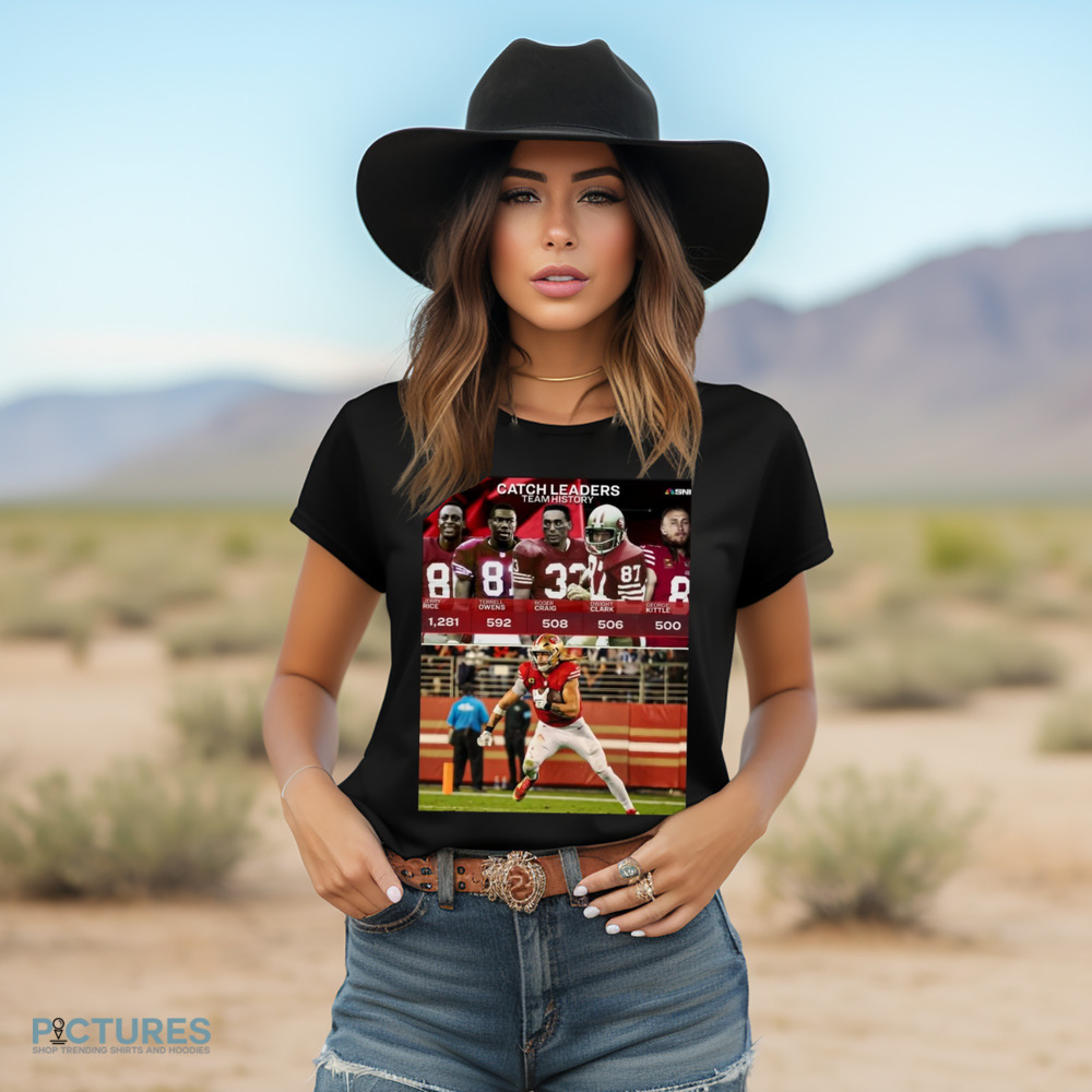George Kittle is in an ELITE club in San Francisco 49ers Catch Leaders Team History Shirt
