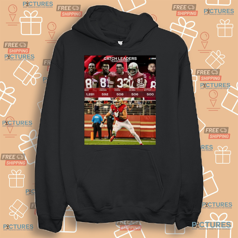 George Kittle is in an ELITE club in San Francisco 49ers Catch Leaders Team History Shirt