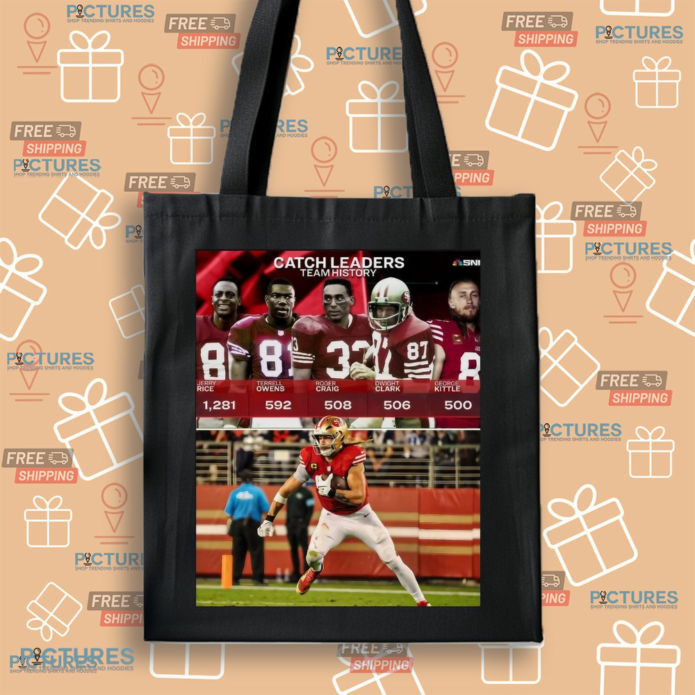 George Kittle is in an ELITE club in San Francisco 49ers Catch Leaders Team History Shirt