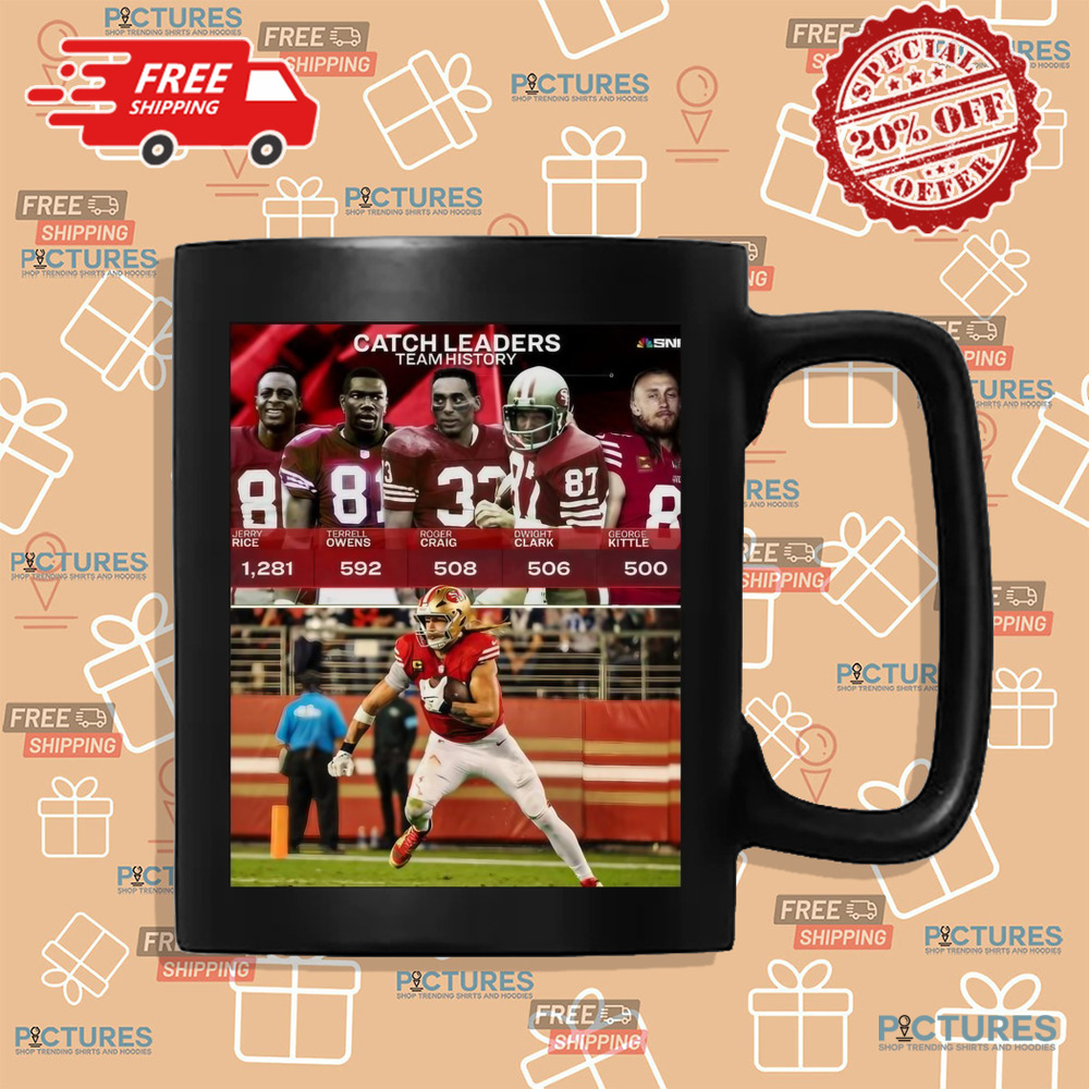 George Kittle is in an ELITE club in San Francisco 49ers Catch Leaders Team History Shirt