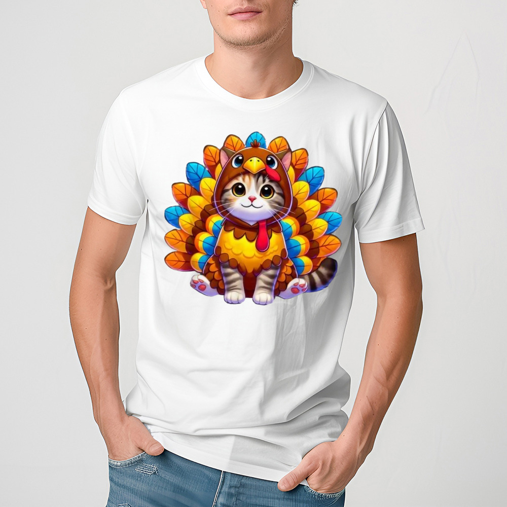 Happy Thanksgiving Cat Turkey Costume Christmas Day 2024 Shirt