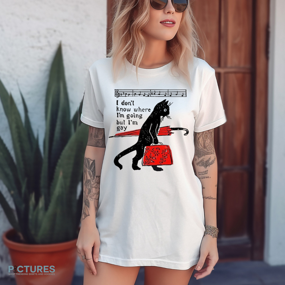 I Don't Know Where I'm Going but I'm Gay Cat Pride Proud LGBTQ Music Queer Art Shirt