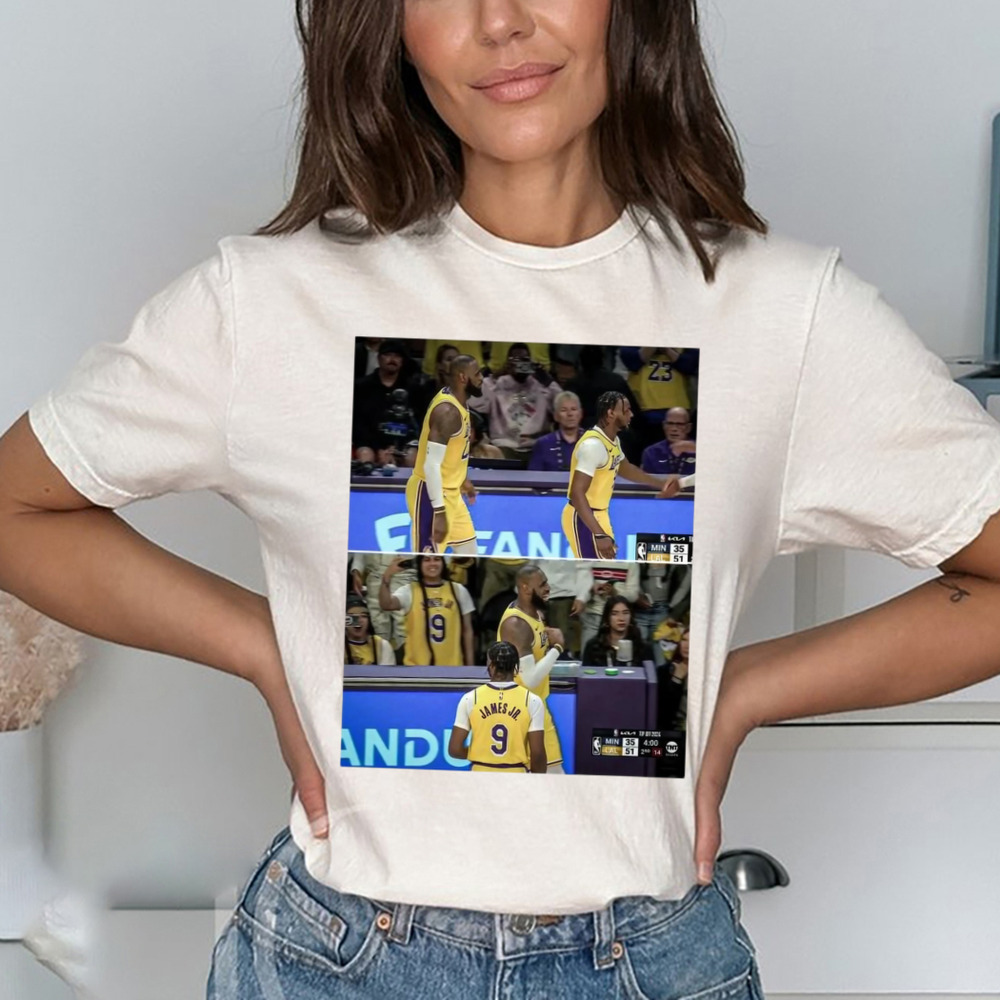 LeBron and Bronny James Los Angeles Lakers Check In Together NBA History 2024-25 Shirt