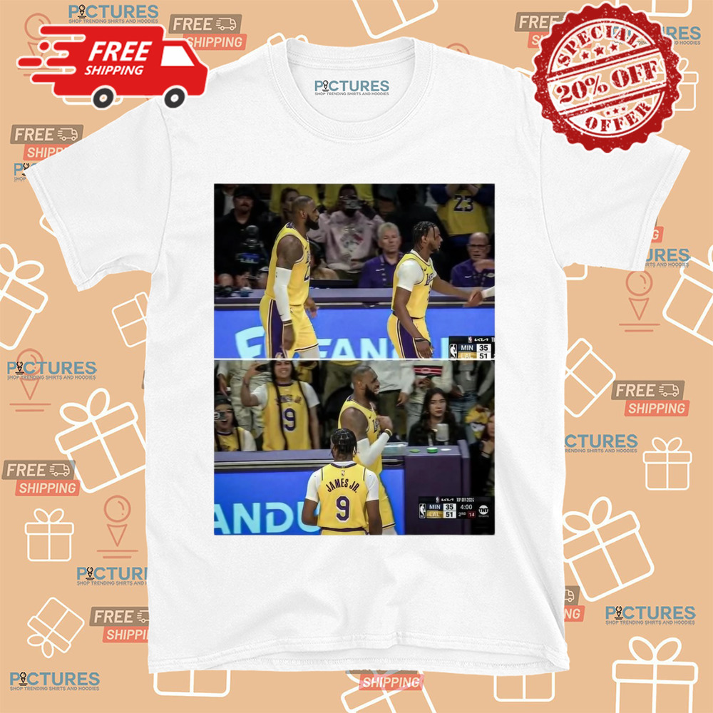 LeBron and Bronny James Los Angeles Lakers Check In Together NBA History 2024-25 Shirt