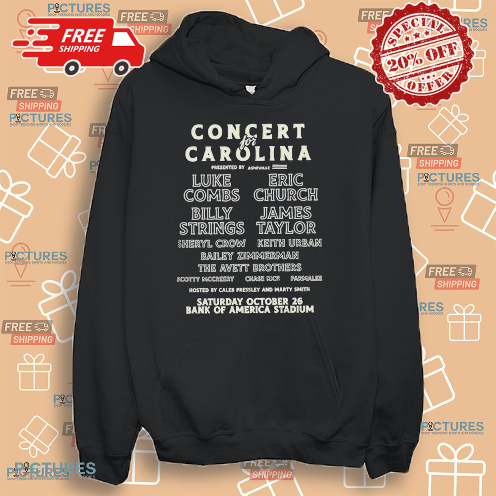 Luke Combs Eric Church Billy Strings James Taylor Concert For Carolina Charlotte, NC October 26 2024 Tour Bank Of America Stadium Shirt