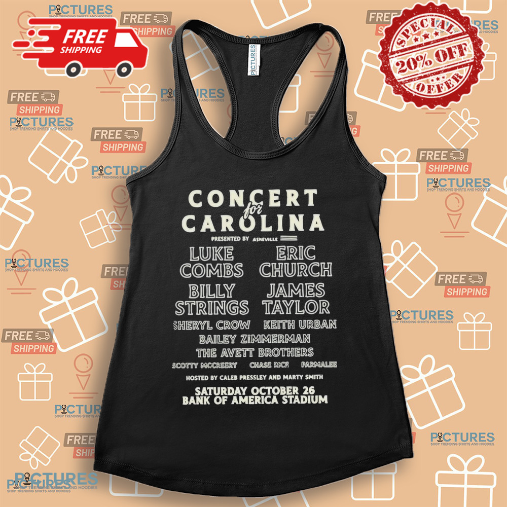 Luke Combs Eric Church Billy Strings James Taylor Concert For Carolina Charlotte, NC October 26 2024 Tour Bank Of America Stadium Shirt