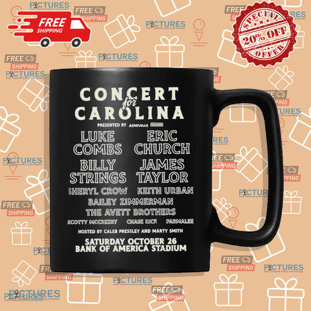 Luke Combs Eric Church Billy Strings James Taylor Concert For Carolina Charlotte, NC October 26 2024 Tour Bank Of America Stadium Shirt