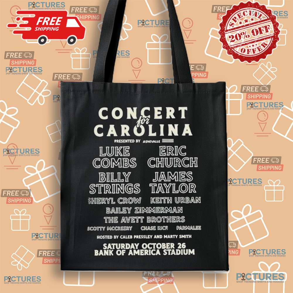 Luke Combs Eric Church Billy Strings James Taylor Concert For Carolina Charlotte, NC October 26 2024 Tour Bank Of America Stadium Shirt