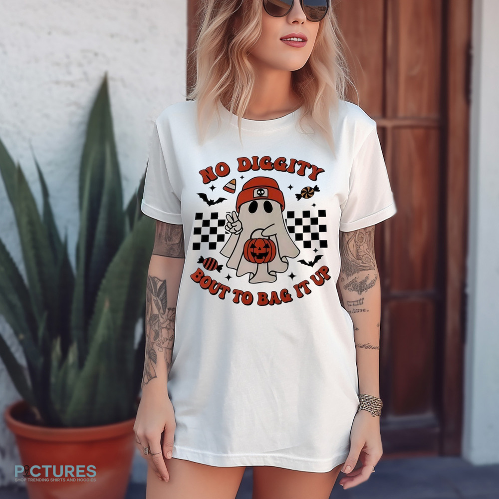 No Diggity Bout To Bag It Up Cute Ghost Halloween Shirt