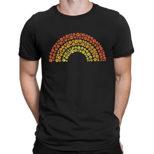 Pawtumn colors rainbow of paw prints shirt