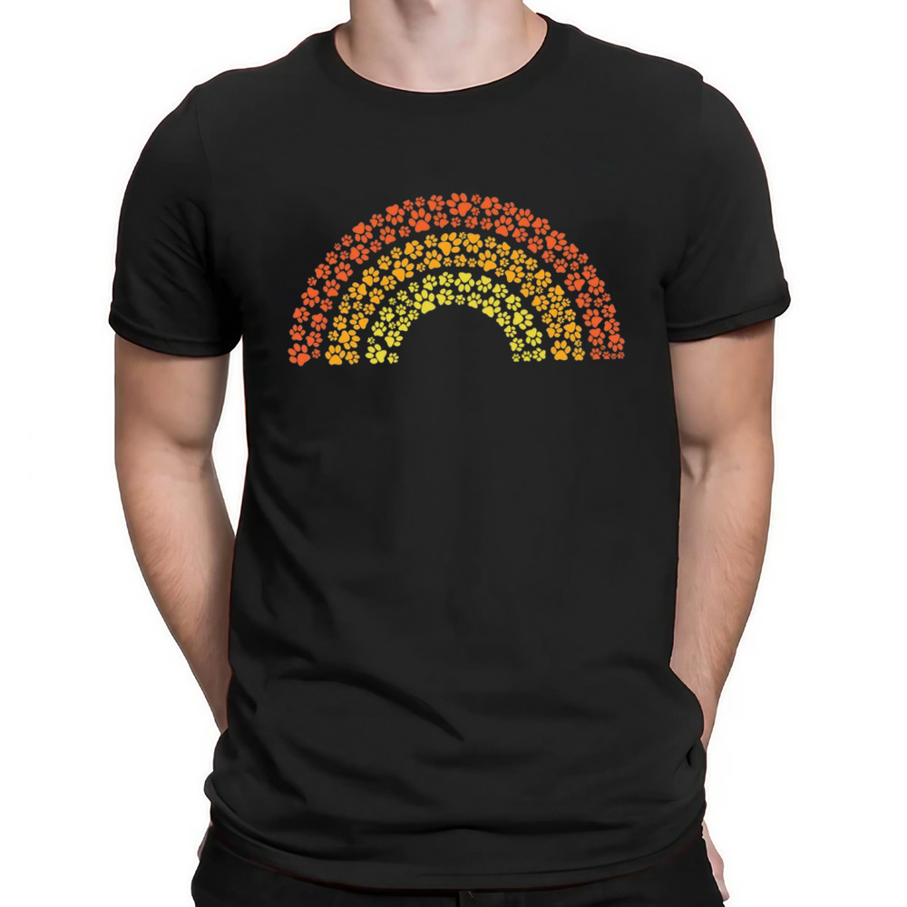 Pawtumn colors rainbow of paw prints shirt