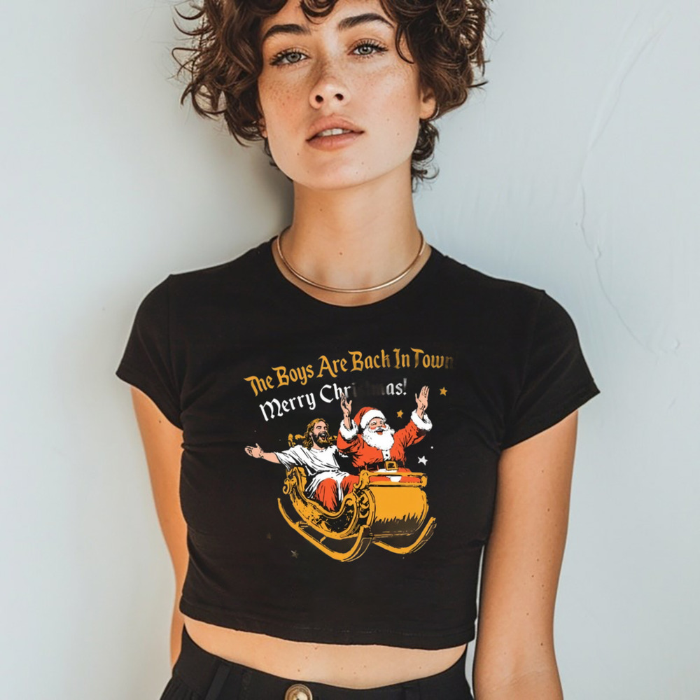 Santa and Jesus the boys are back in town Merry Christmas Shirt Santa and Jesus the boys are back in town Merry Christmas Shirt