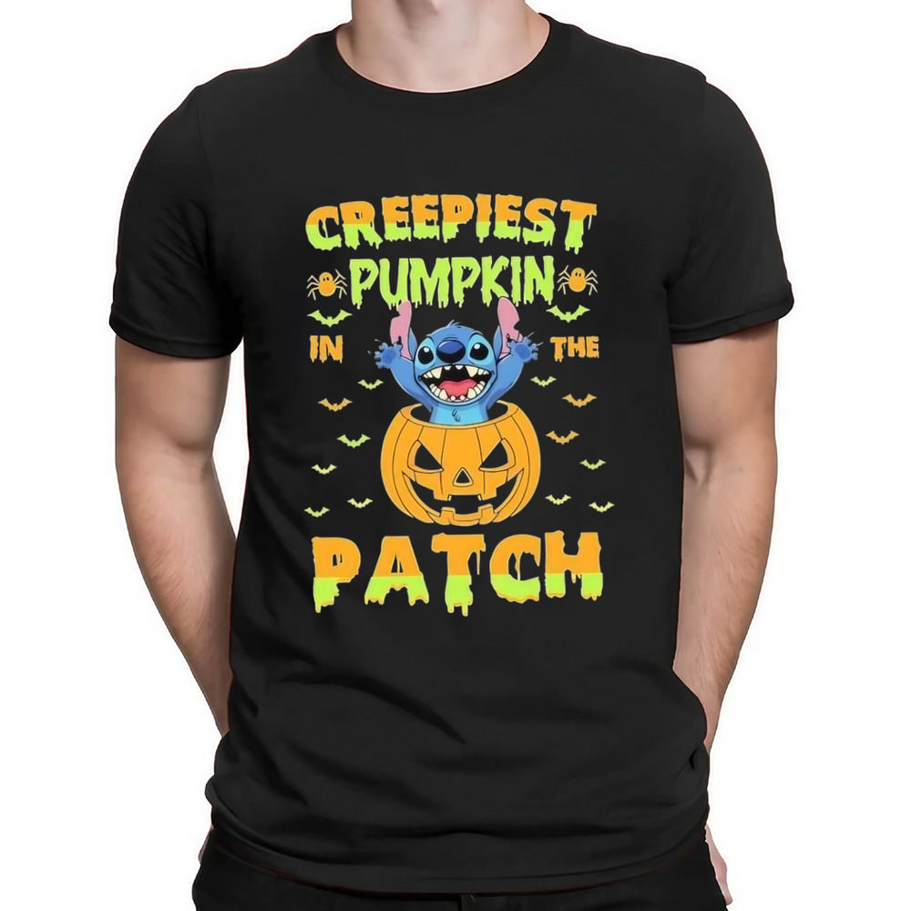 Stitch creepiest pumpkin in the patch Halloween shirt