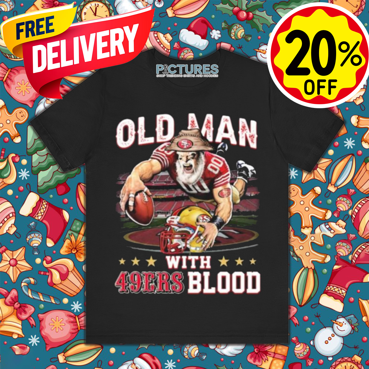 Old Man With San Francisco 49ers Mascot Blood 2024 Shirt