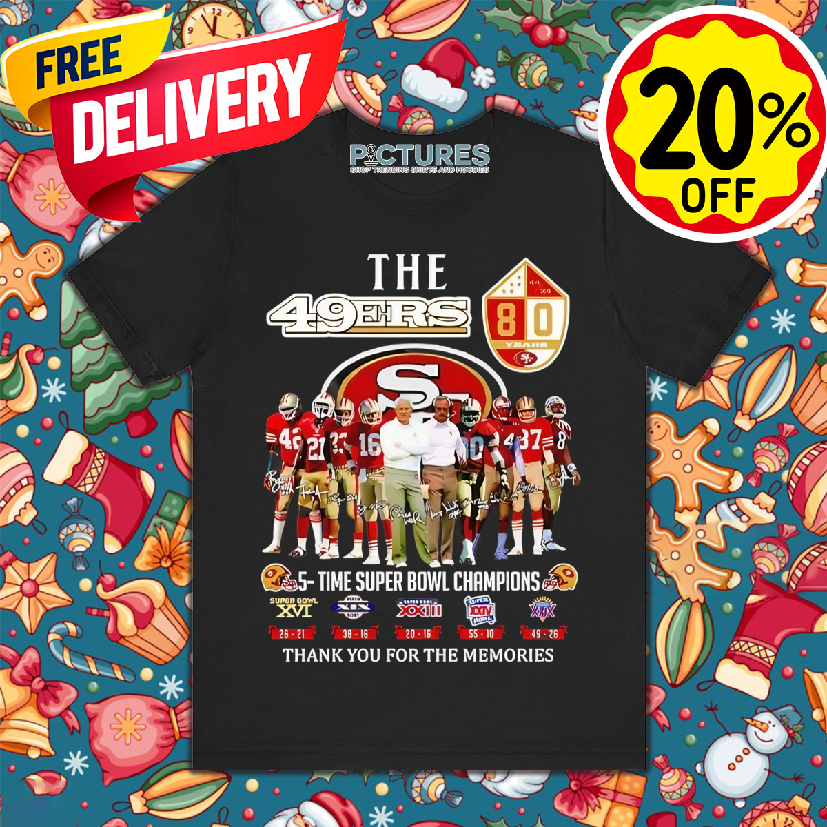 The 49ers 5 Times Super Bowl Champions Thank You For The Memories 2024 Shirt
