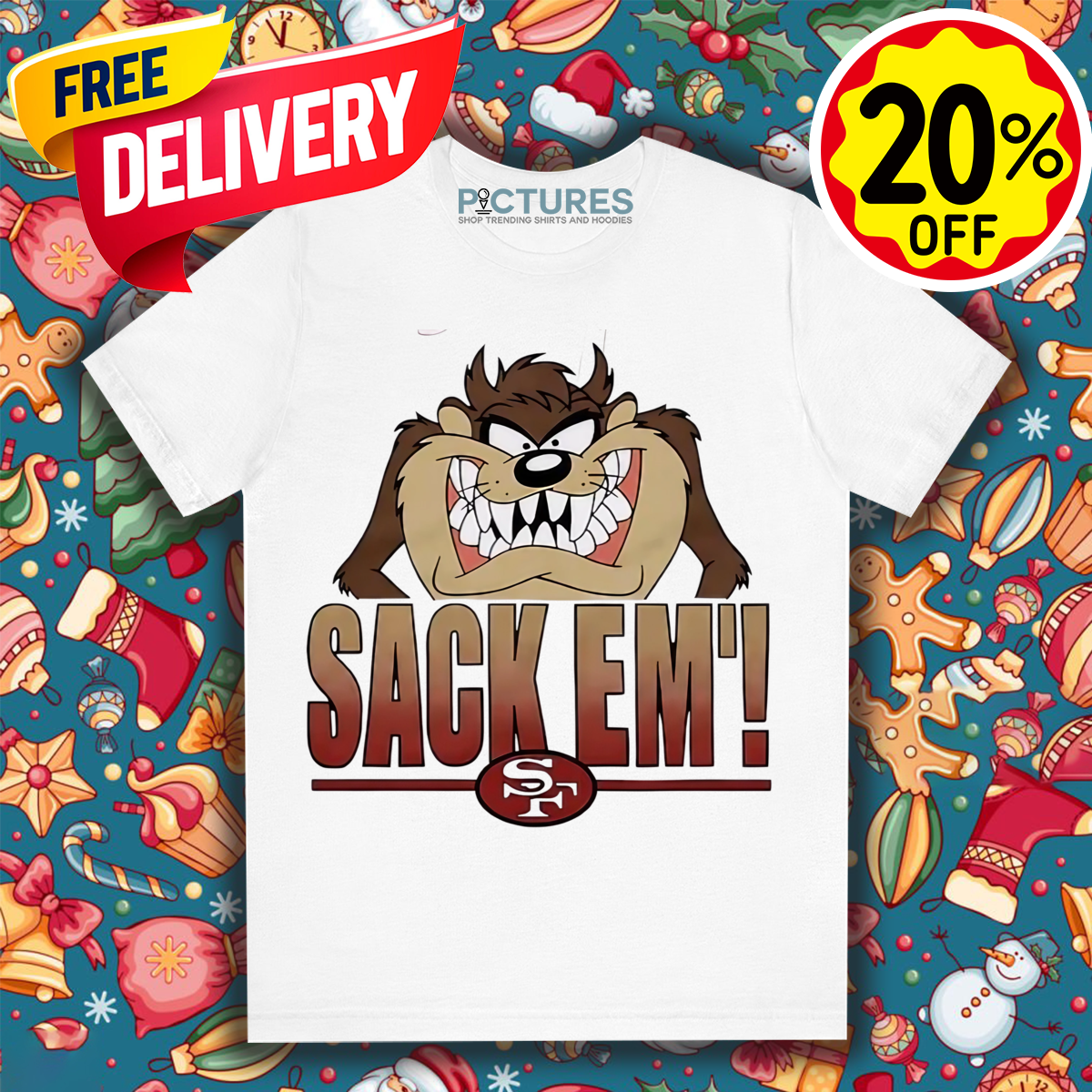 San Francisco 49ers x Looney Tunes Taz Sack Em 2024 Shirt