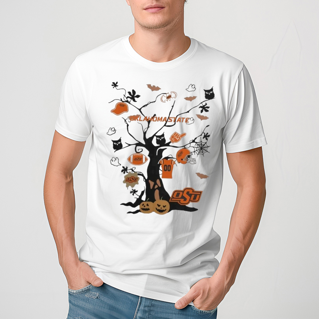 Tree Halloween Oklahoma State Cowboys NCAA Team 2024 Shirt