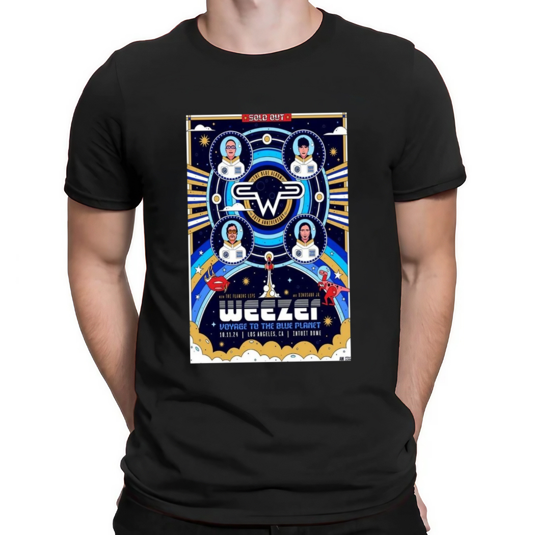 Weezer The Flaming Lips Dinosaur JR Event Voyage To The Blue Planet Oct 11 2024 Los Angeles Shirt