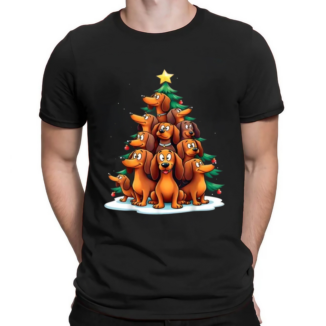 Dachshund Christmas tree dog holiday 2024 Shirt