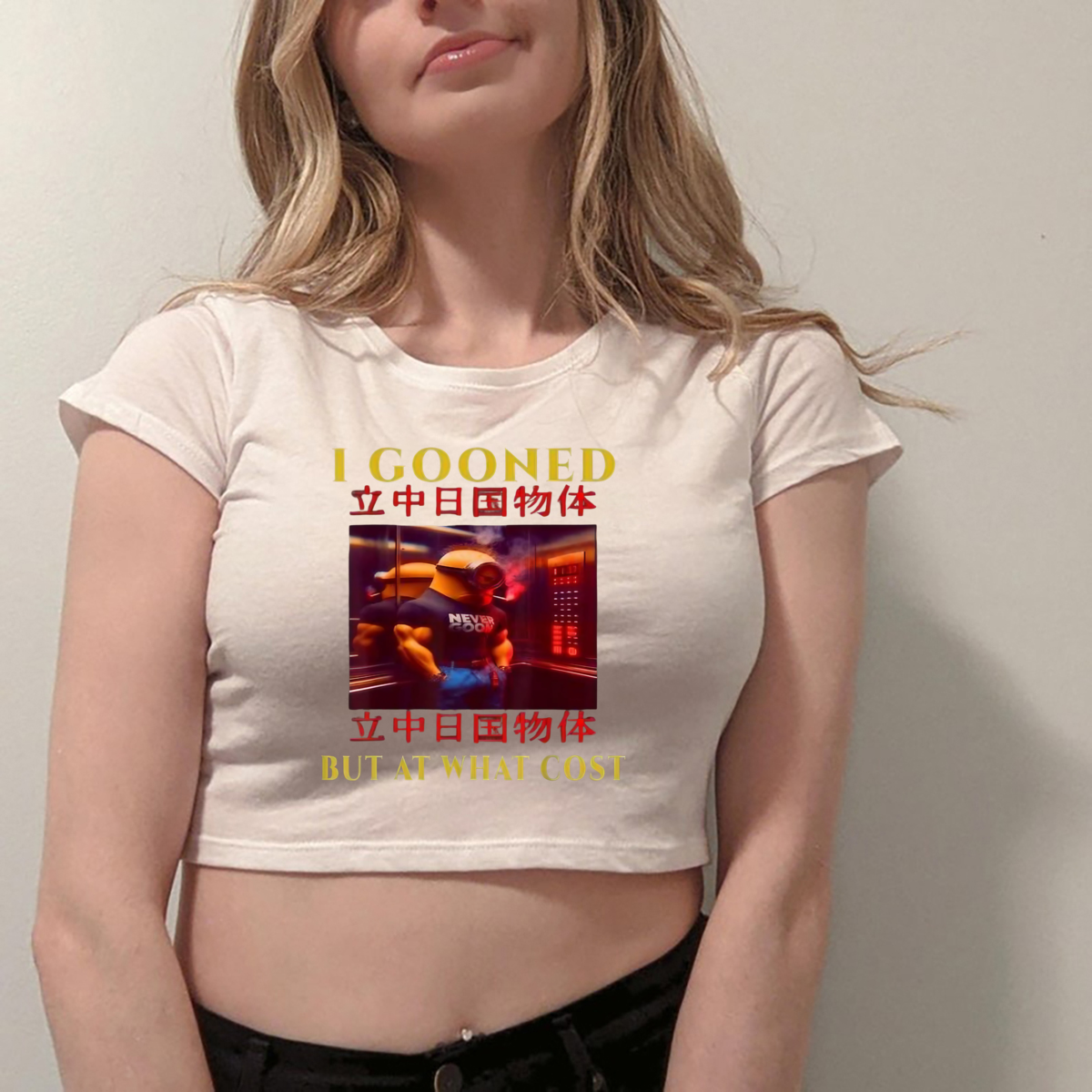 I Gooned But At What Cost Japanese Meme Minion Shirt