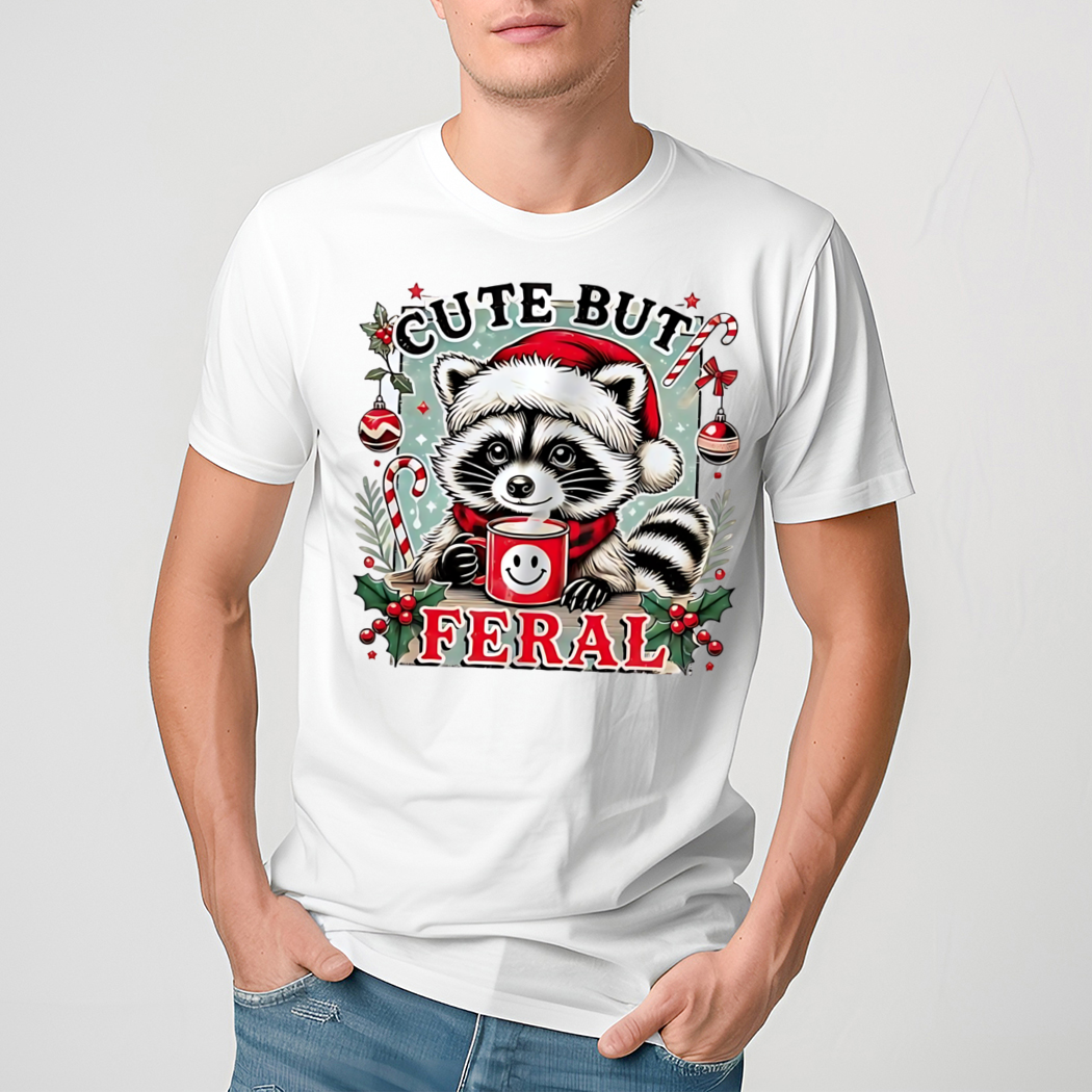 Raccoon cute but feral Christmas shirt