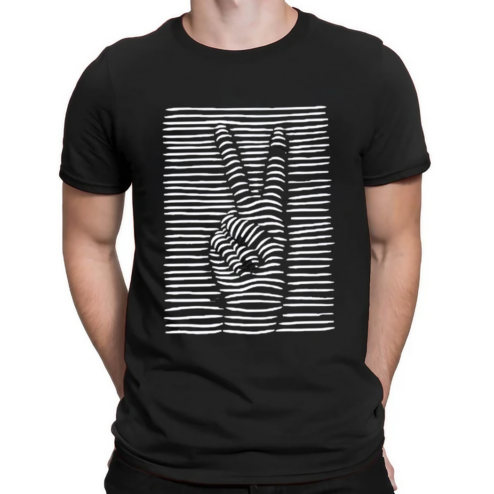 Peace Sign With Hands Optical Illusion Shirt