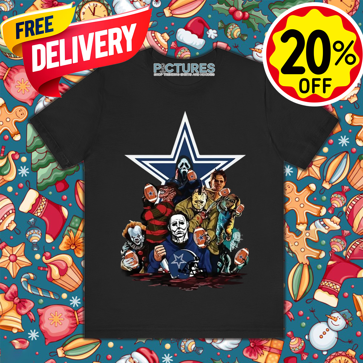 Horror Characters Dallas Cowboys Halloween NFL 2024 Shirt