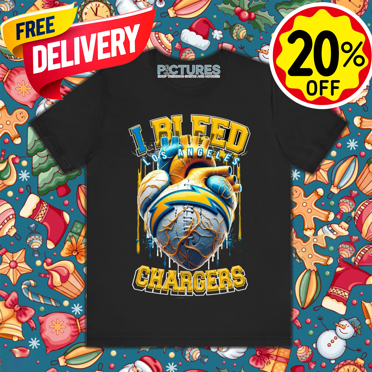 Heart I Bleed Los Angeles Chargers NFL 2024 Shirt