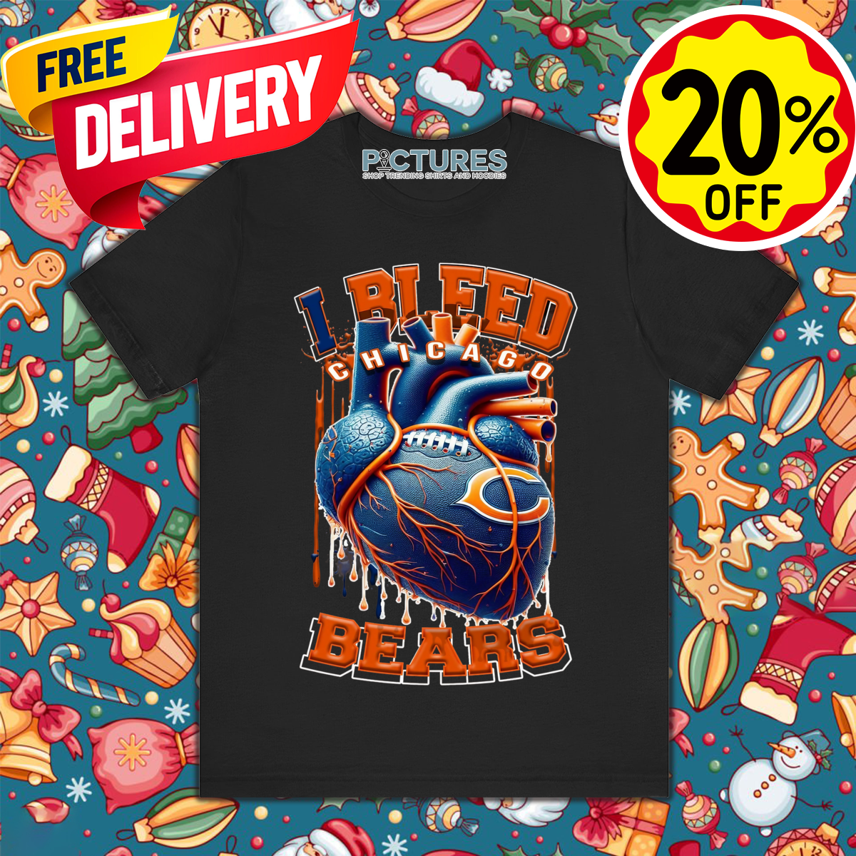 Heart I Bleed Chicago Bears NFL 2024 Shirt