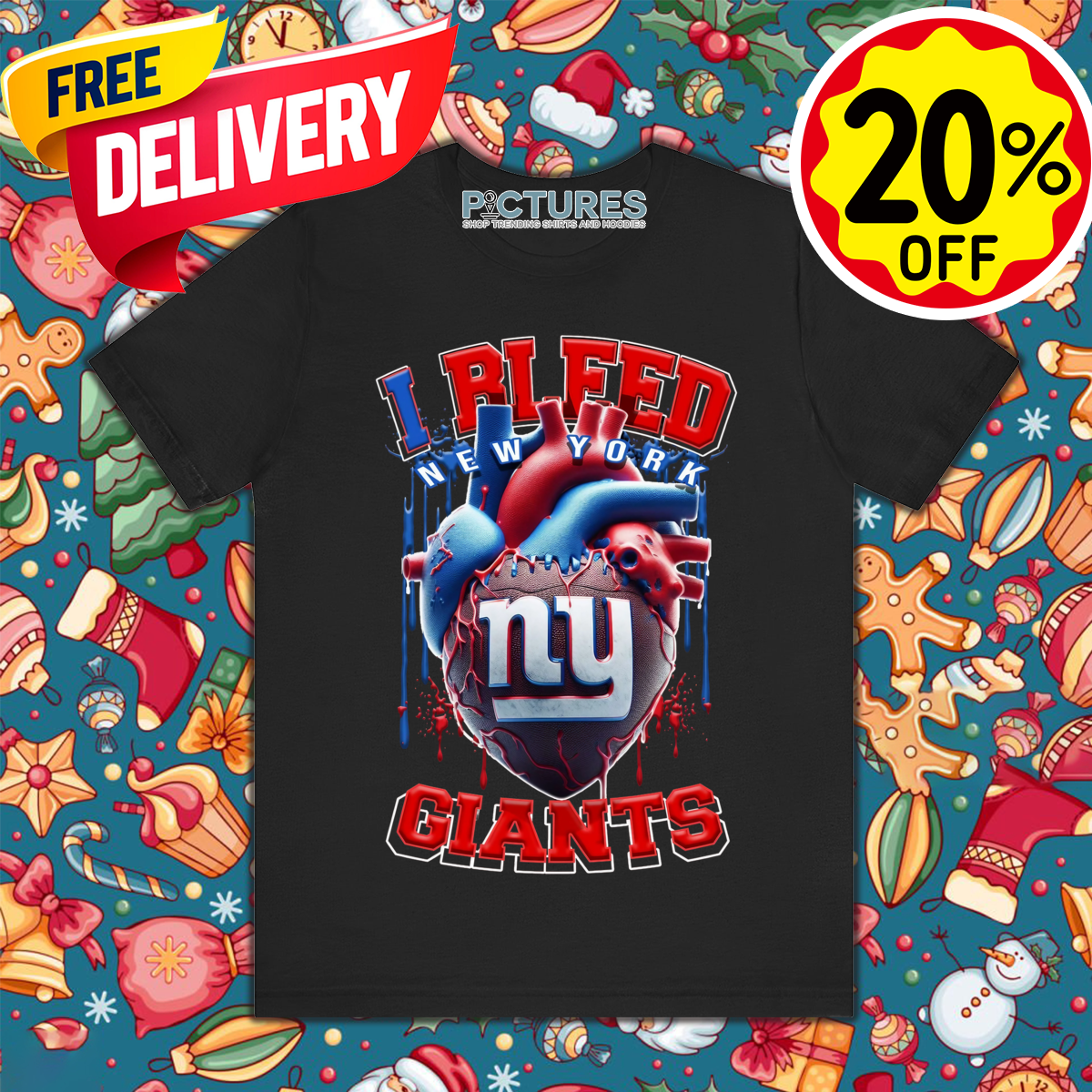 Heart NY I Bleed New York Giants NFL 2024 Shirt