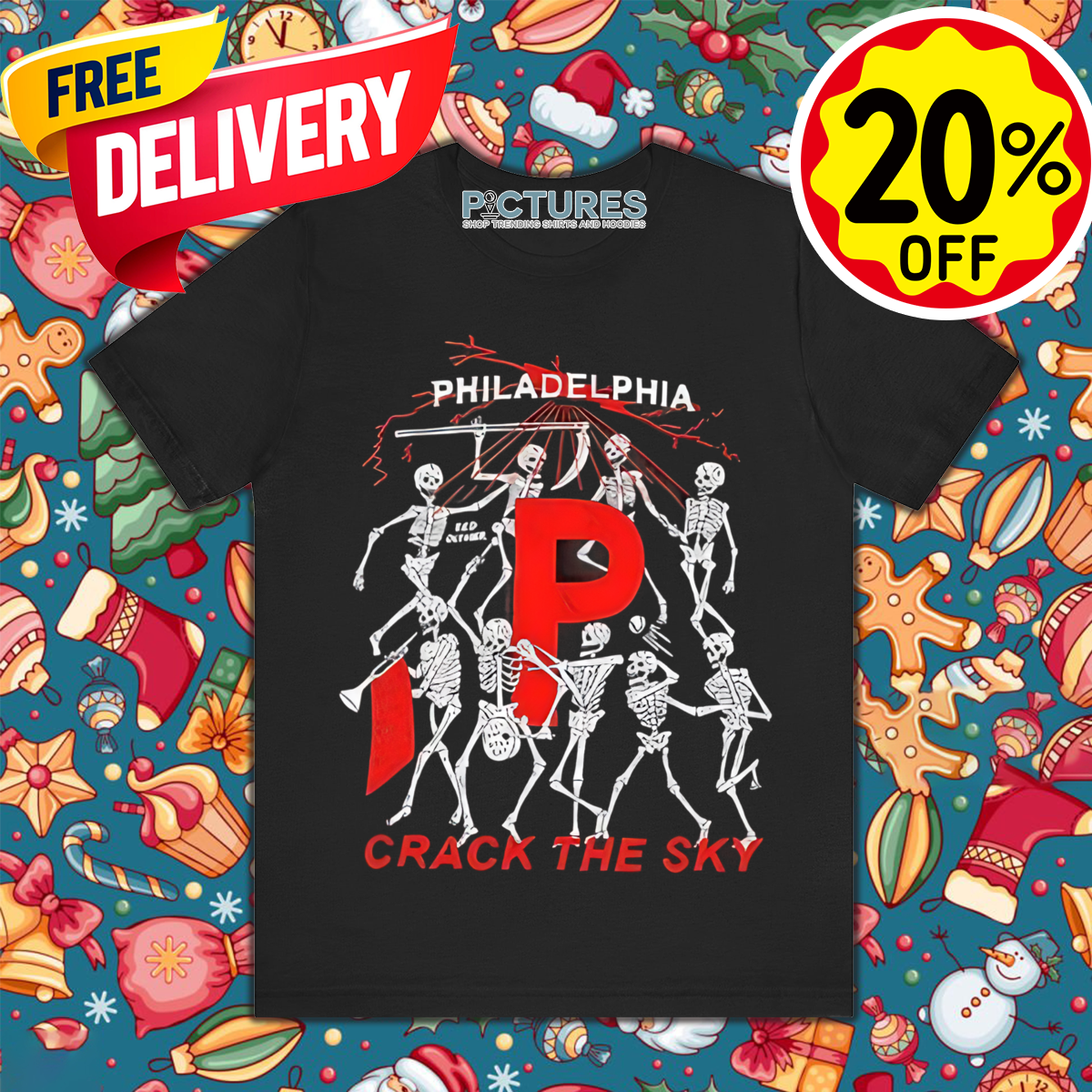 Skeleton Philadelphia Crack The Sky 2024 Shirt