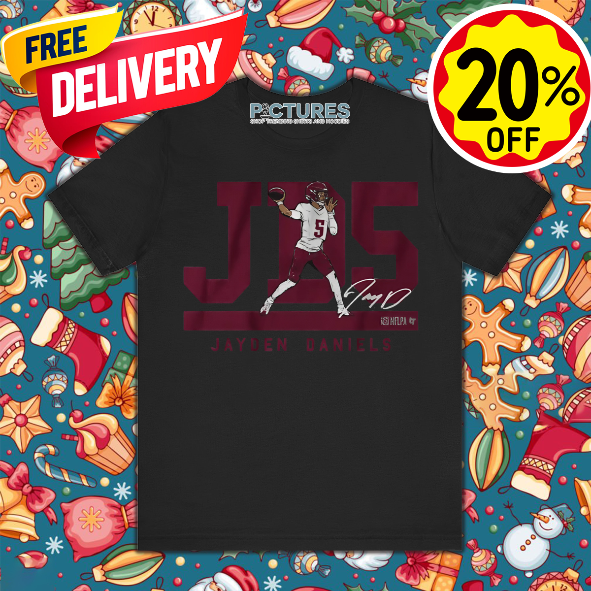 JD5 Jayden Daniels Washington Commanders Signature 2024 Shirt