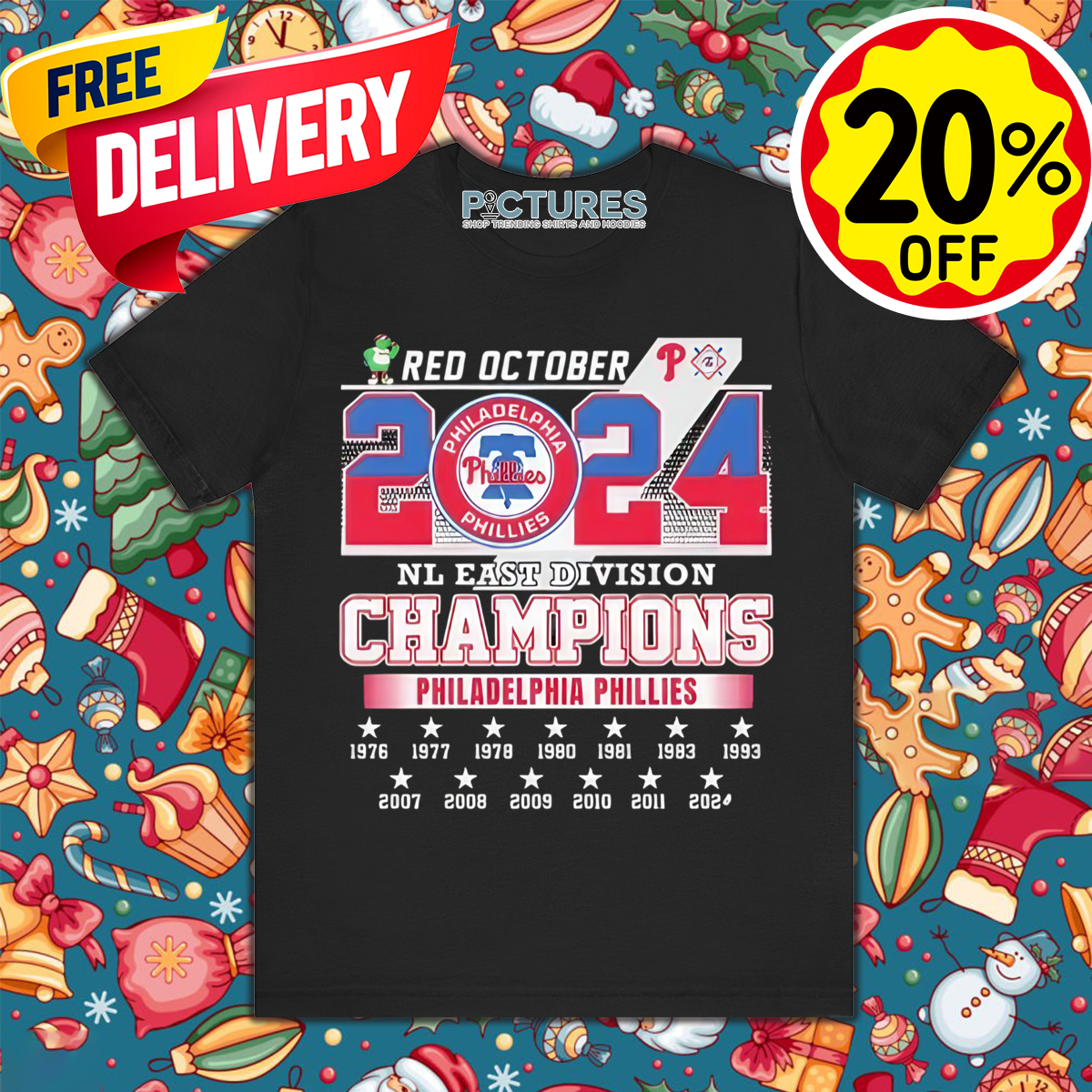 Philadelphia Phillies Red October NL East Division Champions 2024 Shirt