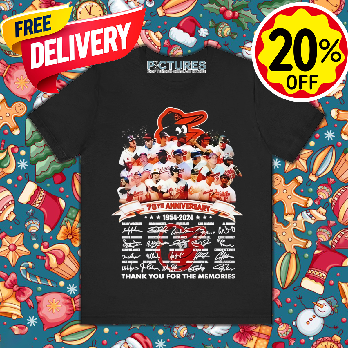 Baltimore Orioles 70th Anniversary Thank You For The Memories Signature 2024 Shirt