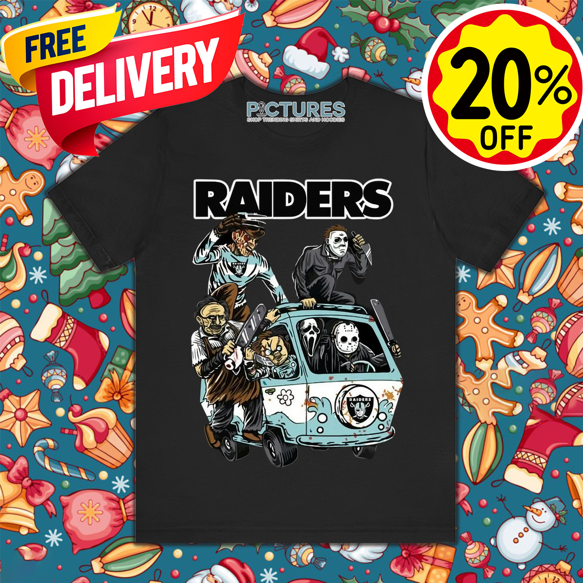 Horror Characters Las Vegas Raiders Halloween 2024 NFL Shirt