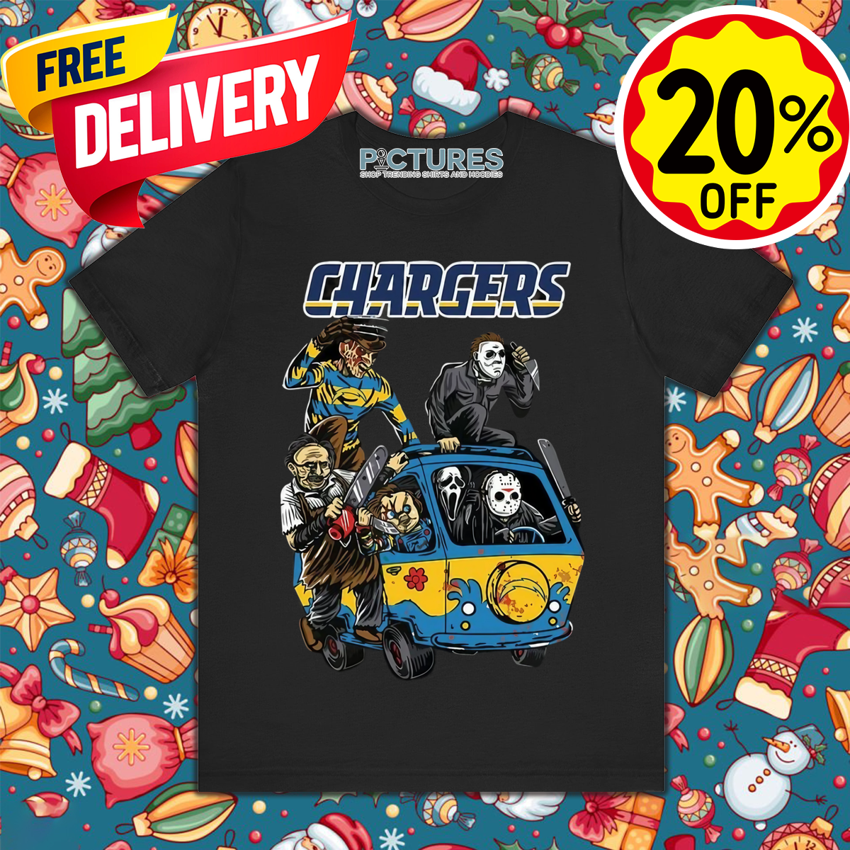 Horror Characters Los Angeles Chargers Halloween 2024 NFL Shirt