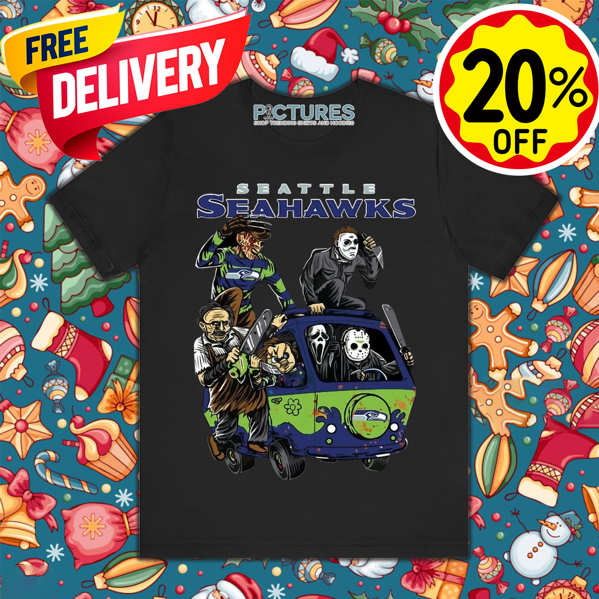 Horror Characters Seattle Seahawks Halloween NFL 2024 Shirt