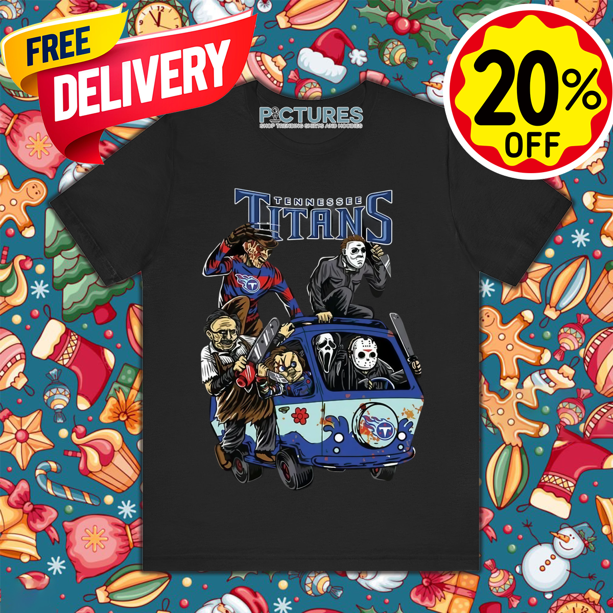 Horror Characters Tennessee Titans Halloween 2024 NFL Shirt