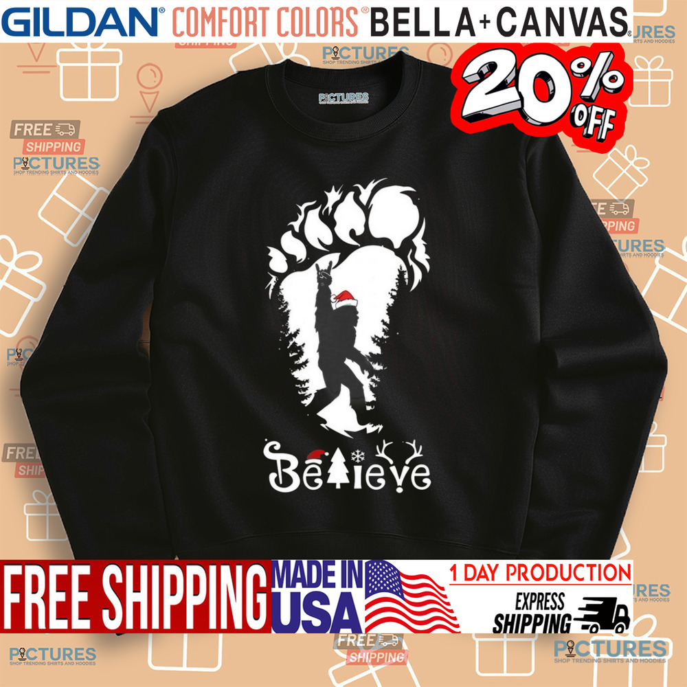 Bigfoot Santa Believe Christmas Shirt