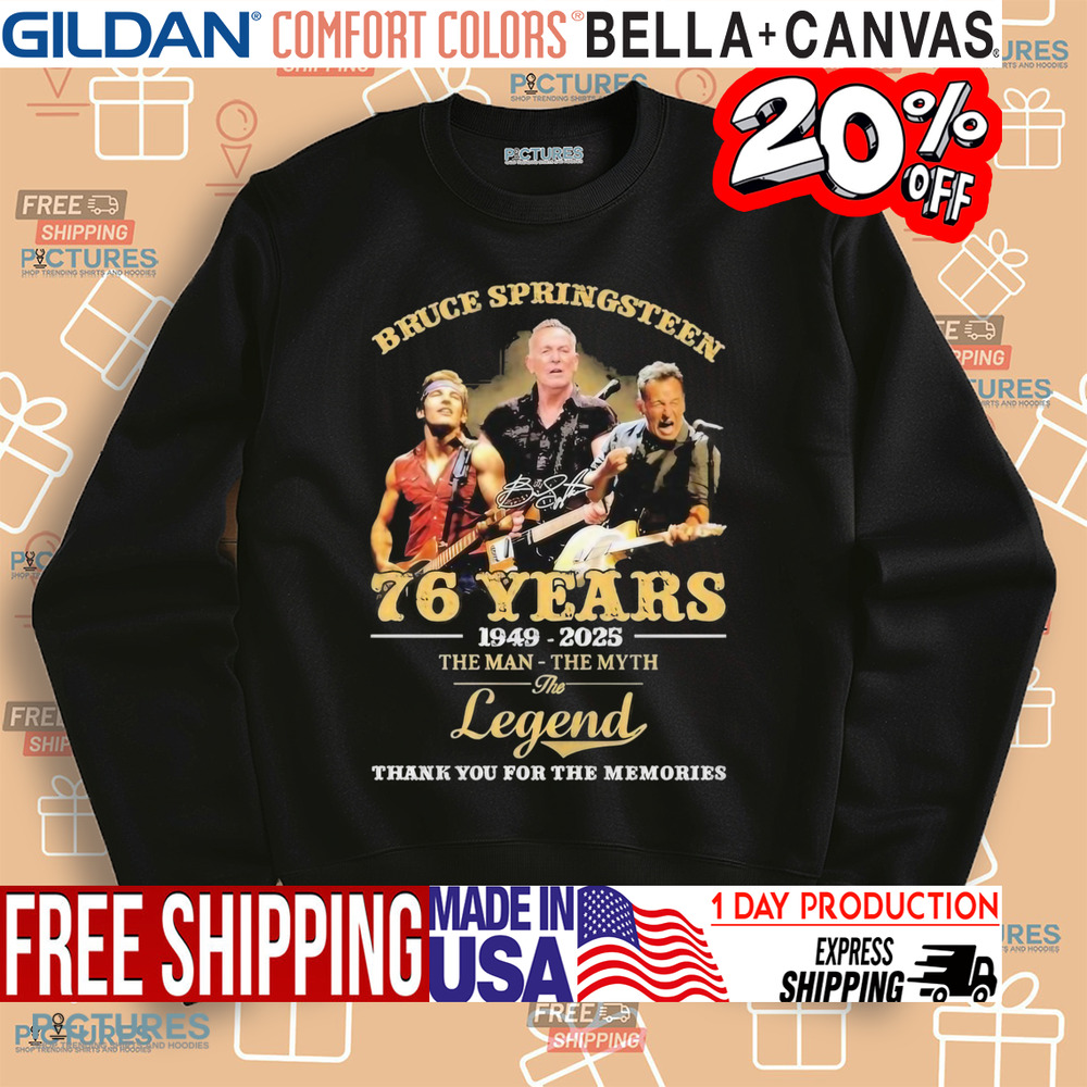 Bruce Springsteen 76 Years 1949-2025 The Man The Myth The Legend Signature Thank You For The Memories Shirt