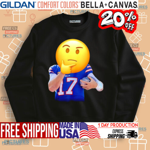 Buffalo Bills Josh Allen thinking emoji shirt