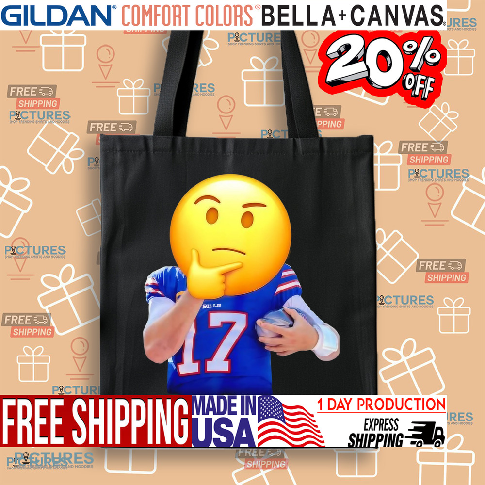 Free Shipping X Sale 20% Buffalo Bills Josh Allen thinking emoji shirt ...