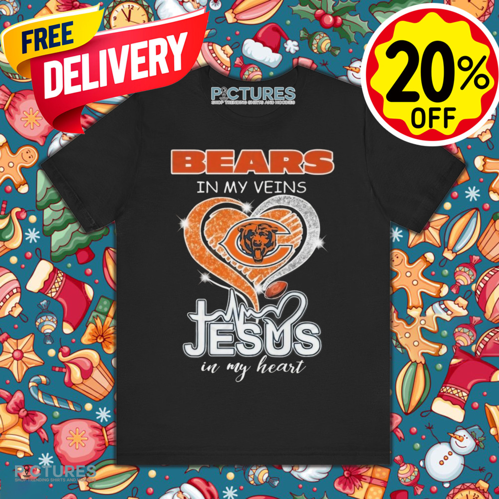 Chicago Bears In My Veins Jesus In My Heart Diamond 2024 Shirt